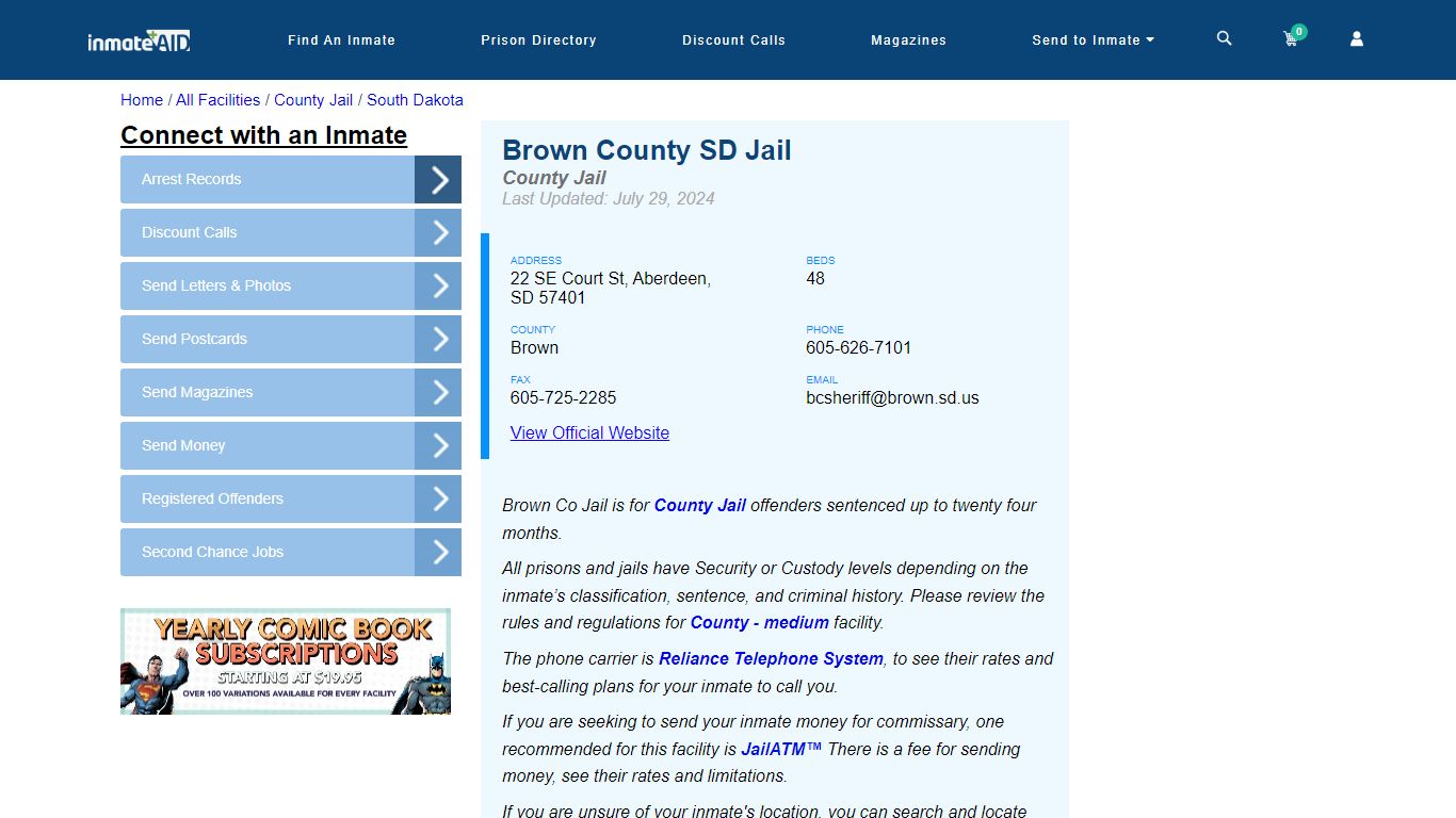 Brown County SD Jail - Inmate Locator