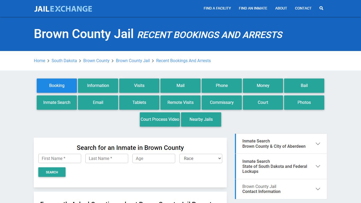 Brown County Jail Recent Bookings And Arrests - Jail Exchange