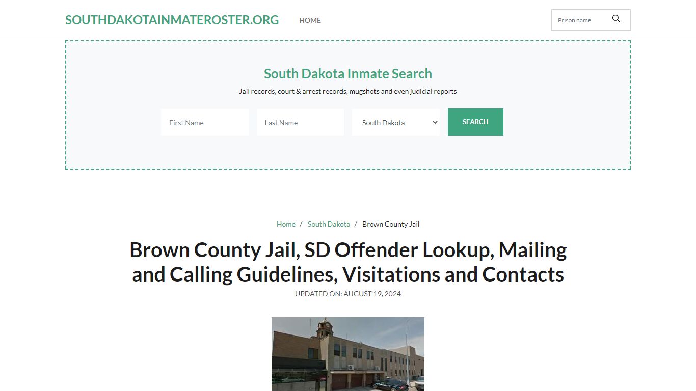 Brown County Jail, SD: Inmate Search Options, Visitations, Contacts